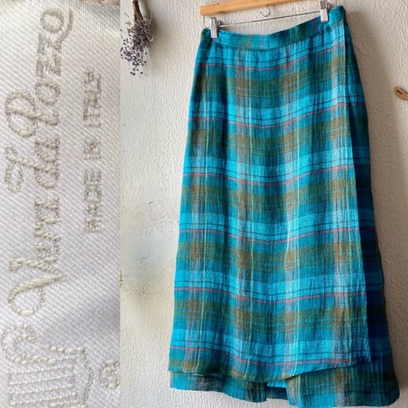 Italian Vera da Pozzo Plaid Italian Linen skirt - Picture 12 of 12